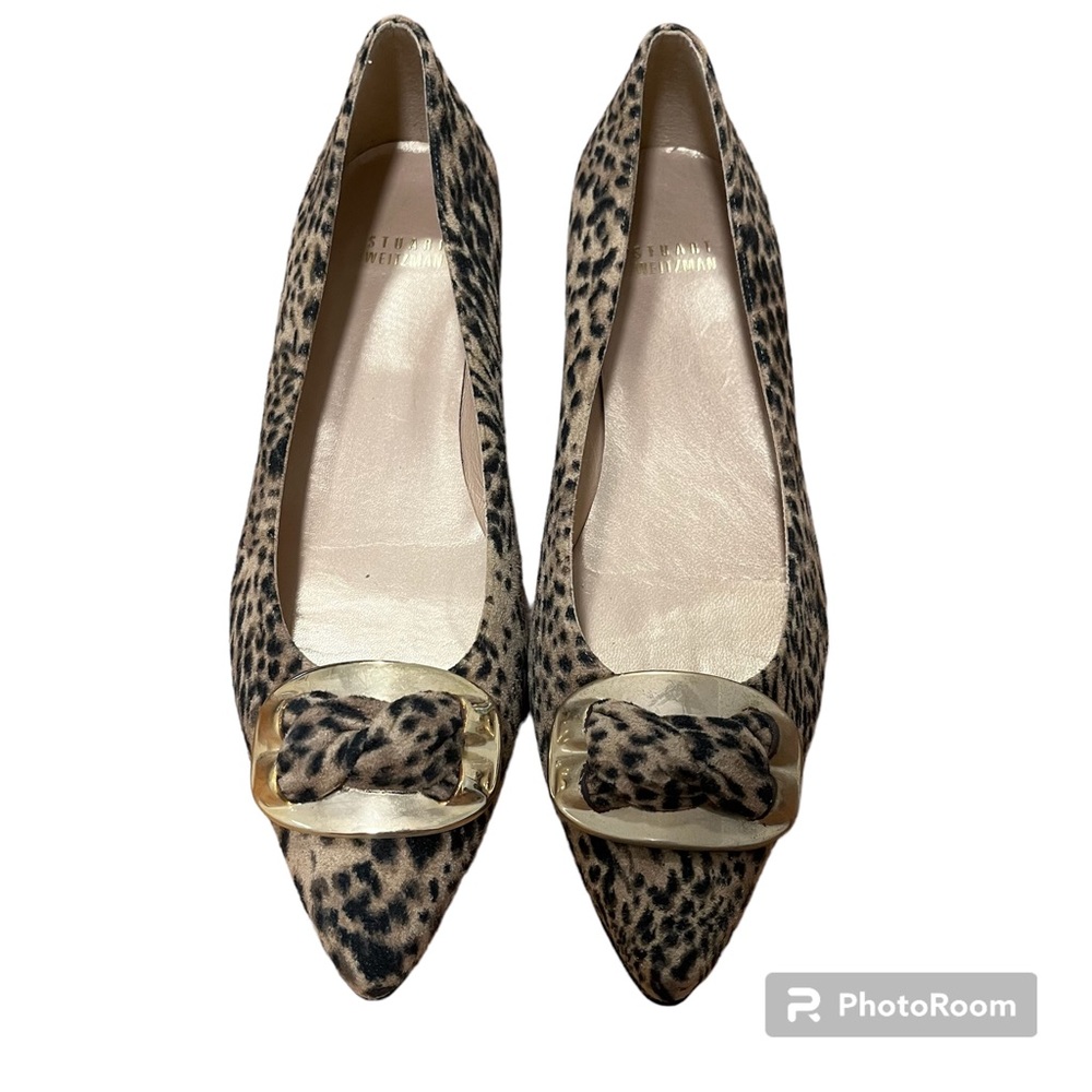 Stuart Weitzman Leopard Suede Kitten Heel Size 8